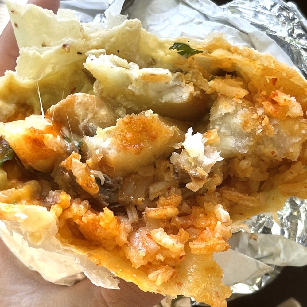 TacosWay - 90% Rice, 5% Fries, 2% Meat, 2% Sauce, 1% Veggies. All carbs, no meat for a $14 Caliway Cabeza Burrito. Highly disappointed! - Mexican Near Me - Placentia, California