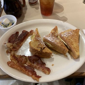 Village Cafe - Stuffed French Toast with side of Bacon - American Near Me - Siesta Key, Florida