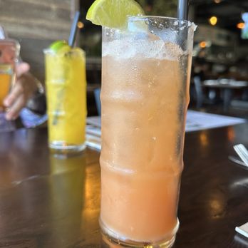 The Terrace - Guava margarita in front mango margarita in back - Asian Fusion Near Me - Hanalei, Hawaii