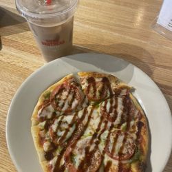 Dunn Brothers Coffee - Margherita Naan Pizza, and a Medium Iced Latte w/ Oat Milk