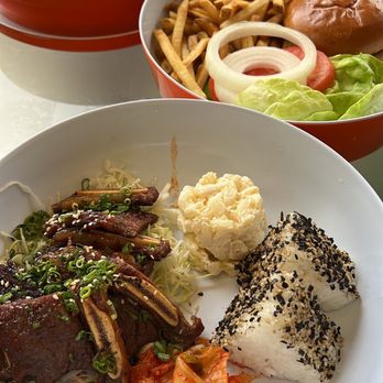 SWIM Restaurant and Bar - Grilled Kalbi Steak + Fresh Island Ahi Sandwich + Off-the-Wall Beach Burger (substituted for teriyaki chicken) - Lounges Near Me - Honolulu, Hawaii SWIM Restaurant and Bar - Grilled Kalbi Steak + Fresh Island Ahi Sandwich + Off-the-Wall Beach Burger (substituted for teriyaki chicken) - Lounges Near Me - Honolulu, Hawaii