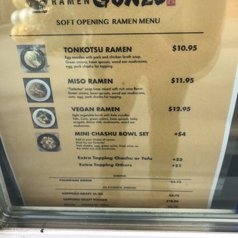 GONZO!  - Soft opening menu - Ramen Near Me - Carlsbad, California
