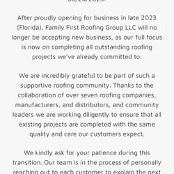 Family First Roofing - Continued lies