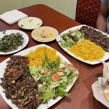 Taza Grill - Lamb Shawarma Platter Side Garlic Paste Side Hummus Side Tabule - Middle Eastern Near Me - East Lyme, Connecticut