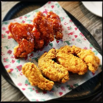 Yokai Ramen Bistro - Korean fried chicken: half spicy garlic, half original plain - Ramen Near Me - Wilmington, Delaware Yokai Ramen Bistro - Korean fried chicken: half spicy garlic, half original plain - Ramen Near Me - Wilmington, Delaware