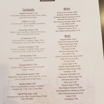 Town Bar + Kitchen - Drink menu. - Bars Near Me - Newark, New Jersey