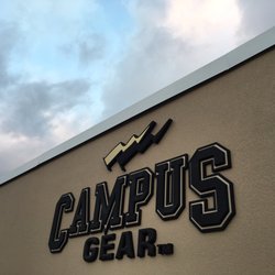 Campus Gear building sign at the corner of Hwy 52 and Curley Street