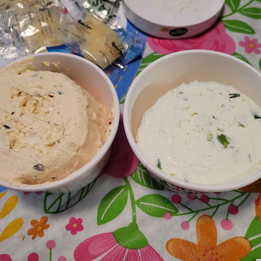 PopUp Bagels - Pickle de Gallo (left) & Scallion Cream Cheese (right) - Bagels Near Me - Boston, Massachusetts