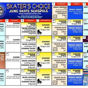 Skaters Choice - June Calendar/Skate Schedule - Skating Rinks Near Me - Panama City, Florida Skaters Choice - June Calendar/Skate Schedule - Skating Rinks Near Me - Panama City, Florida