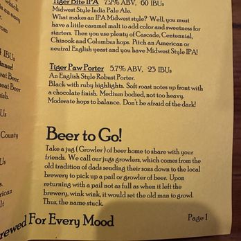 Blind Tiger Brewery & Restaurant - Beer menu - Pubs Near Me - Topeka, Kansas