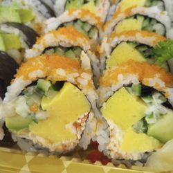 Closeup of the California Futomaki. $9.95 for 5 pieces (was buy one get one free on UberEats).
