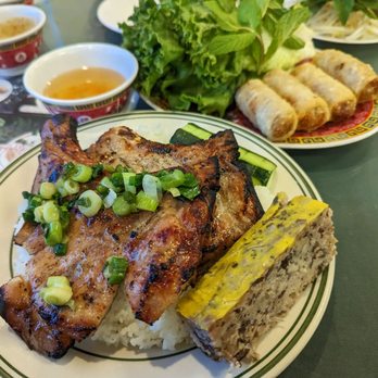 Pho Bang - Pork chop and egg quiche over rice Egg rolls - Vietnamese Near Me - Elmhurst, New York Pho Bang - Pork chop and egg quiche over rice Egg rolls - Vietnamese Near Me - Elmhurst, New York