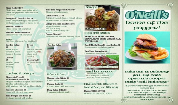 Menu photo 4 Real At O’Neill’s Hamilton, ON
