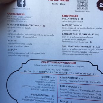 25 Degrees - Burger portion of menu - Burgers Near Me - Los Angeles, California 25 Degrees - Burger portion of menu - Burgers Near Me - Los Angeles, California
