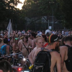 Portland World Naked Bike Ride - Part of the 2015 crowd.