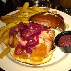 Great Dane Pub & Brewing - Bavarian Chicken Sandwich with fries