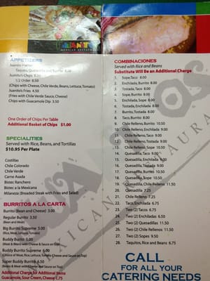 Menu photo 7 Juanito's Mexican Restaurant Reedley, CA