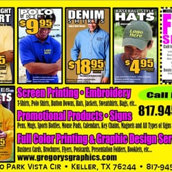 Gregory's Graphics - Our Specials Flyer