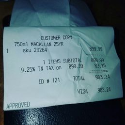 I had to buy a bottle of Macallan 25 when I saw it at only $899. I had to buy a bottle of Macallan 25 when I saw it at only $899.