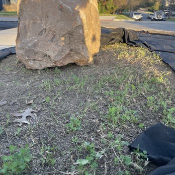 K & R Lawn Services - 9 days post "sod removal". The landscape fabric (weed barrier...not so much) was pulled back 15 minutes before this photo was taken. - Landscaping Near Me