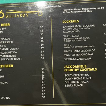946 Billiards - Drink menu - beers and cocktails - Pool Halls Near Me - Sunnyvale, California