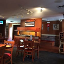 Pizza Hut - Salad bar, tv's on each side for viewing, pop music for the Ears.