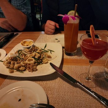 Amaro’s Table - Hazel Dell - Calamari appetizer, fondue, two signature drinks that we don't remember the names of-sorry! - New American Near Me - Vancouver, Washington Amaro’s Table - Hazel Dell - Calamari appetizer, fondue, two signature drinks that we don't remember the names of-sorry! - New American Near Me - Vancouver, Washington