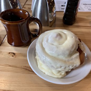 Log Cabin Family Restaurant - Coffee and a giant cinnamon roll. - Breakfast & Brunch Near Me - Baraboo, Wisconsin Log Cabin Family Restaurant - Coffee and a giant cinnamon roll. - Breakfast & Brunch Near Me - Baraboo, Wisconsin