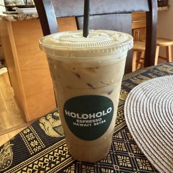 Holoholo Drive Thru Espresso - Iced White Chocolate Latte with mac nut cold foam - Coffee & Tea Near Me - Kaneohe, Hawaii