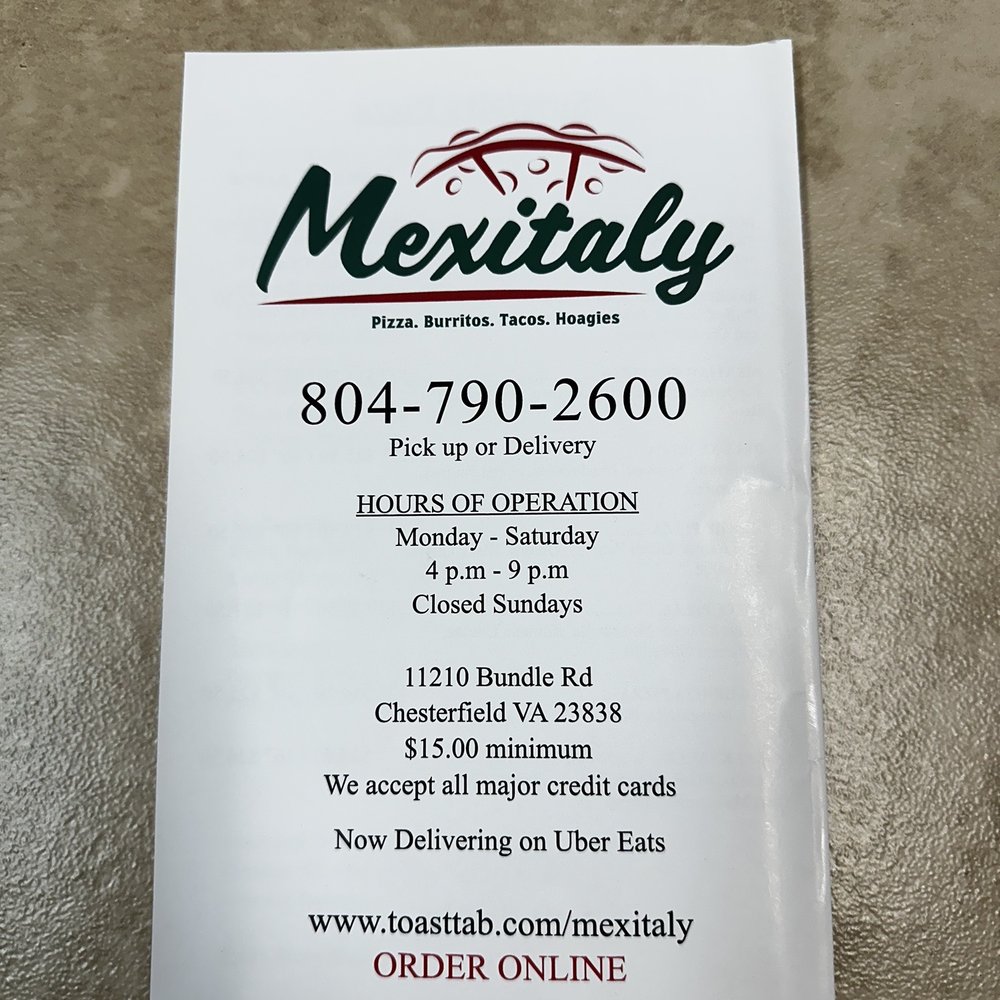 Mexitaly - Menu - Pizza Near Me - Chesterfield, Virginia