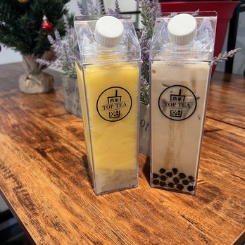 Top Tea + Espresso - Left: Mango and Peach smoothie with lychee jelly Right: Brown Sugar Black Milk Tea with boba - Bubble Tea Near Me - Honolulu, Hawaii Top Tea + Espresso - Left: Mango and Peach smoothie with lychee jelly Right: Brown Sugar Black Milk Tea with boba - Bubble Tea Near Me - Honolulu, Hawaii