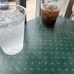 Our drinks were delivered so fast! His is a root beer and mine is a sprite with light ice. Our drinks were delivered so fast! His is a root beer and mine is a sprite with light ice.