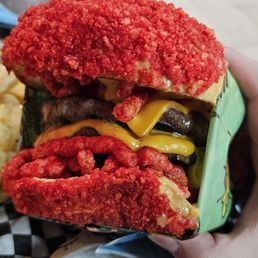 Hot cheetos burger Hot cheetos burger
