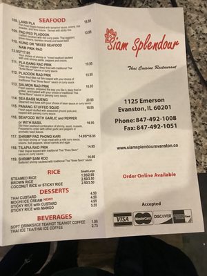 Menu photo 2 Siam Splendour Evanston, IL