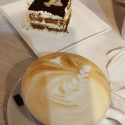 Choco Obsession - A delicious cup of cappuccino and a slice of tiramisu!