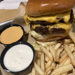 Double cheeseburger with bacon aioli. $12. Get it!