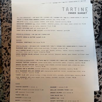 Tartine Inner Sunset - Menu - Cafes Near Me - San Francisco, California Tartine Inner Sunset - Menu - Cafes Near Me - San Francisco, California
