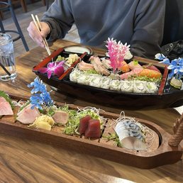 Two Sushi Lunch Specials combined in the top with One Sashimi Lunch Special in the bottom