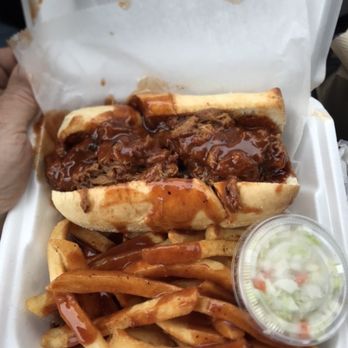 Terrell's Eat The Bone BBQ - Barbecue Pulled Pork Sandwich with fries & slaw. - Barbeque Near Me - Monee, Illinois