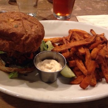 Cafe Flora - Italian Black Bean Burger and Yam Fries! - Vegetarian Near Me - Seattle, Washington Cafe Flora - Italian Black Bean Burger and Yam Fries! - Vegetarian Near Me - Seattle, Washington