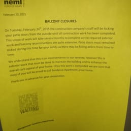 No access to balconies as the patio doors/ windows were sealed shut for over 4 months. The conditions were inhumane during the summer months
