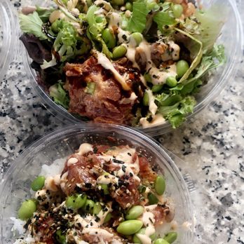 The Fish Express - Bottom: ahi tuna with crab. Top: ahi tuna with crab and lobster with greens. - Hawaiian Near Me - Lihue, Hawaii The Fish Express - Bottom: ahi tuna with crab. Top: ahi tuna with crab and lobster with greens. - Hawaiian Near Me - Lihue, Hawaii