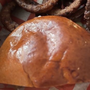 SandTown Pub - Outside of burger where you can't tell a toothpick existed and the burnt onion rings I was served! - Sports Bars Near Me - Atlanta, Georgia