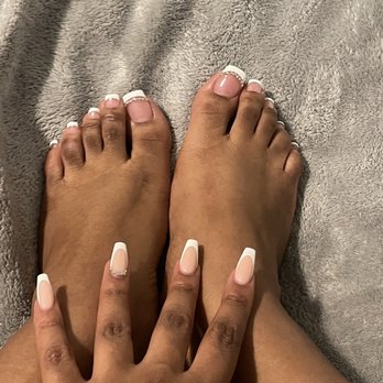 Sparkling Nails & Spa - French tip acrylic nails with rhinestones - Nail Salons Near Me - Carmichael, California Sparkling Nails & Spa - French tip acrylic nails with rhinestones - Nail Salons Near Me - Carmichael, California