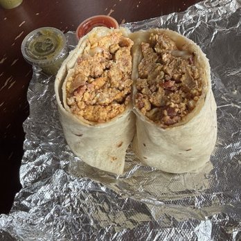 Adrian's - Bacon, chorizo, eggs, cheese breakfast burrito - Mexican Near Me - Fresno, California
