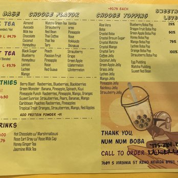 Num Num Boba South - 3/16/22 Menu - Bubble Tea Near Me - Reno, Nevada Num Num Boba South - 3/16/22 Menu - Bubble Tea Near Me - Reno, Nevada