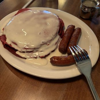The Committed Pig - Red Velvet Pancakes - Breakfast & Brunch Near Me - Morristown, New Jersey