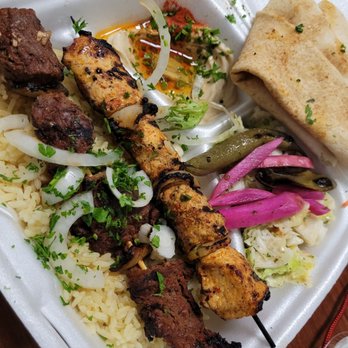 Sultan Chicken - Chicken and beef kabobs, rice, salad, and pita bread/hummus - Middle Eastern Near Me - Los Angeles, California Sultan Chicken - Chicken and beef kabobs, rice, salad, and pita bread/hummus - Middle Eastern Near Me - Los Angeles, California