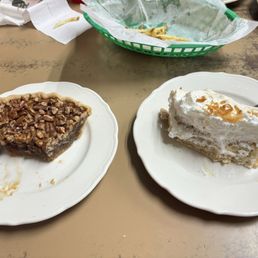 Pecan pie and coconut cream pie.