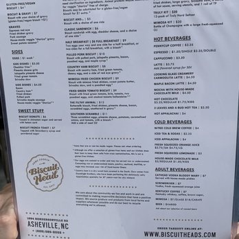 Biscuit Head - In addition to this menu, there's a list of jams, jellies, and hot sauces by the register where you order which are free for the asking. - Breakfast & Brunch Near Me - Asheville, North Carolina